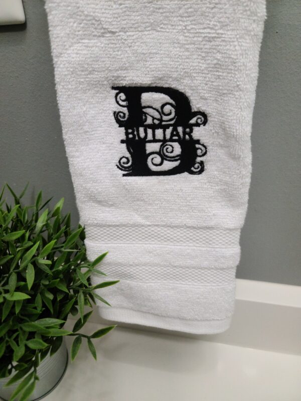 Personalized, embroidered monogram hand towels