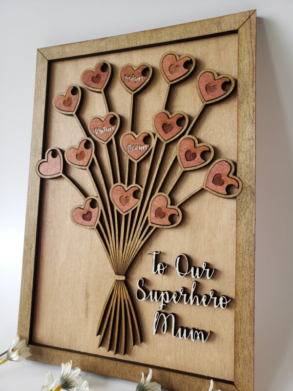 Mother's Day Personalized Heart Shape Flower Bouquet - Image 5