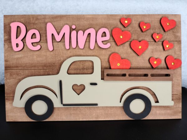 Valentine 'Be Mine' 3D wood sign with led lights