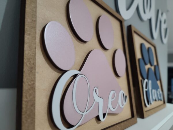 Personalized pet paw print tiles for wall or shelf decor  (8in x 8in)