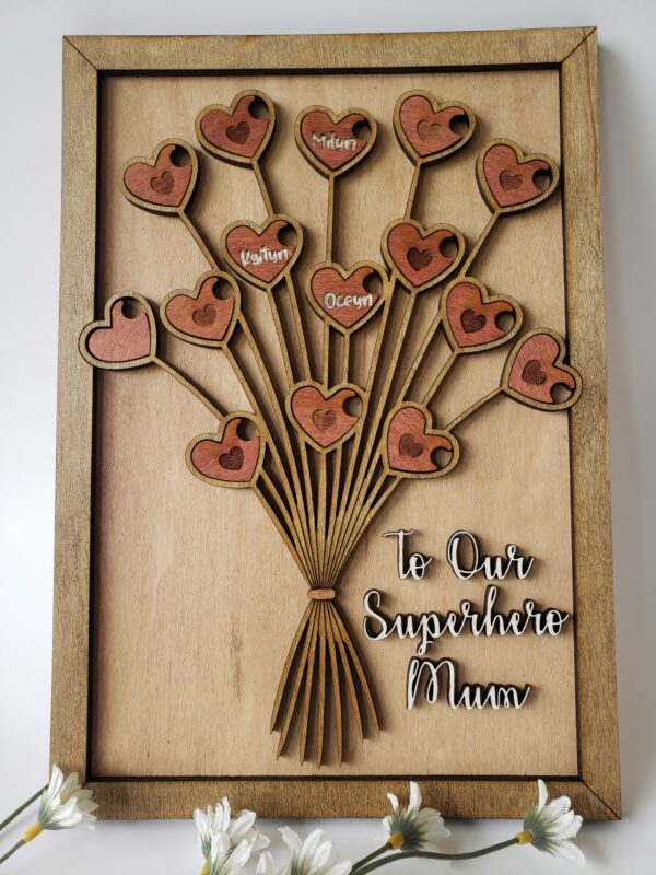 Mother's Day Personalized Heart Shape Flower Bouquet - Image 3