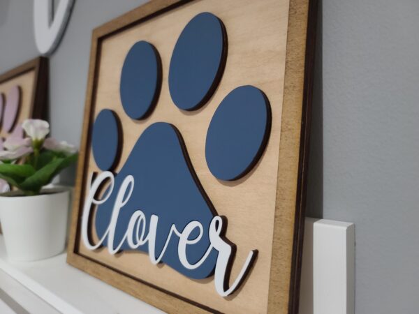 Personalized pet paw print tiles for wall or shelf decor  (8in x 8in) - Image 3